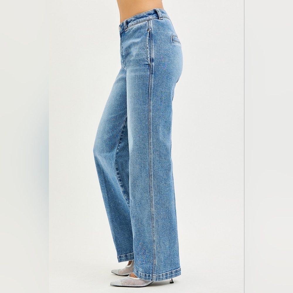 RISEN Women's Slouchy Straight Fit Jeans Trouser Stretch Medium HR Various NEW - Picture 6 of 8